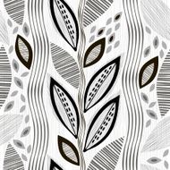 Monochrome seamless pattern of abstract leaves