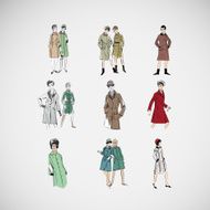 Vector sketch girls in fashion clothes eps N46