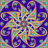 oriental background with gold pattern and precious stones