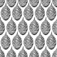 Seamless background with leaves Black and white endless pattern N6