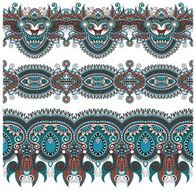 collection of seamless ornamental floral stripes N106