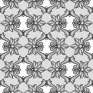 Seamless pattern with baroque ornamental floral silver elements
