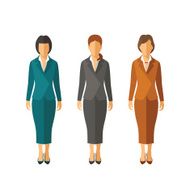Set of vector businesswomen in suits flat style
