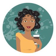 African American woman drinking coffee N2