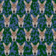 polygonal kangaroo abstract geometric seamless pattern background