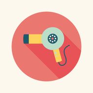 Hair dryer flat icon with long shadow N4