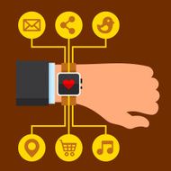 Infographics Arm with a Smartwatch in Flat Design Style Vector