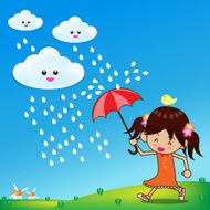 Little girl in rainny day 001 N2