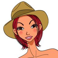 young woman with in fedora hat
