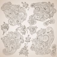 Ornamental decorative elements set
