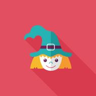 cute witch flat icon with long shadow eps10 N49