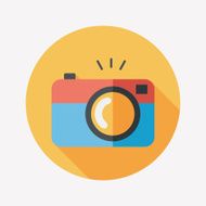 camera flat icon with long shadow N52