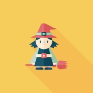 witch flat icon with long shadow eps10 N30