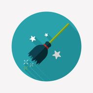 Witch broom flat icon with long shadow eps10 N22