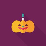 pumpkin candle flat icon with long shadow eps10 N28