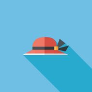 Women hat flat icon with long shadow N51