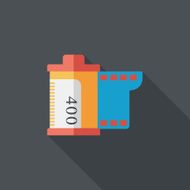 camera film flat icon with long shadow N17