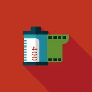 camera film flat icon with long shadow N18