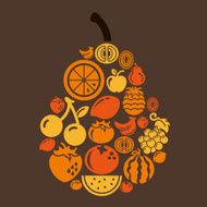 Fruits Icons in Pear Shape