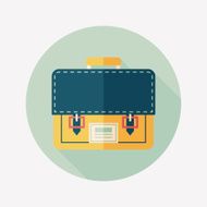 briefcase school bag flat icon with long shadow eps10 N17