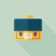 briefcase school bag flat icon with long shadow eps10 N18