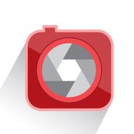 red camera icon on white background