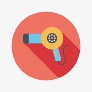 Hair dryer flat icon with long shadow N5