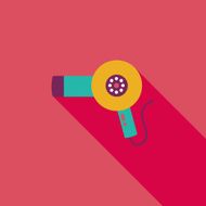 Hair dryer flat icon with long shadow N6