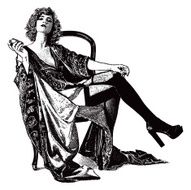 Vintage Woman Wearing Lingerie and Drinking From Flask