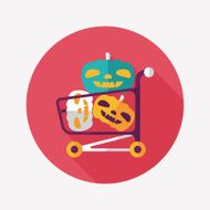 pumpkin shopping flat icon with long shadow eps10 N5