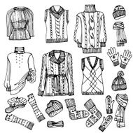 Outline Sketchy Females knitted clothing set