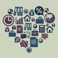 Business Icons in Heart Shape