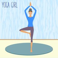 beautiful young girl practicing yoga in the gym N4