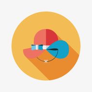 Women hat flat icon with long shadow N52