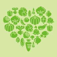 Vegetable Icons in Heart Shape