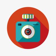 camera flat icon with long shadow N54