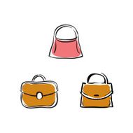 Collection of handbags vector illustrations on white background
