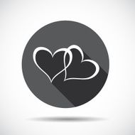 Heart Flat Icon with long Shadow Vector Illustration