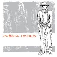 Stylish autumnal dude on grunge background Fashion vector