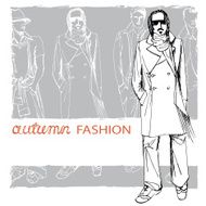 Stylish autumnal dude on grunge background Fashion vector N2