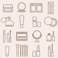 Set of silhouette beauty and cosmetics icons