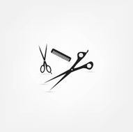 hair salon with scissors and comb