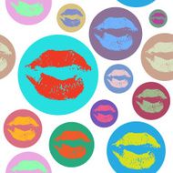 Woman lips pattern on white background in Pop Art style