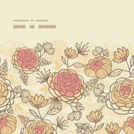 Vintage brown pink flowers horizontal frame seamless pattern background