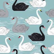 Swans Seamless vector pattern Template for design N2