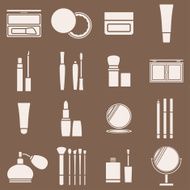 Icons cosmetics in a light beige silhouette