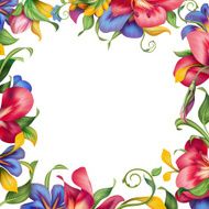 frame with abstract exotic tropical flower border N6