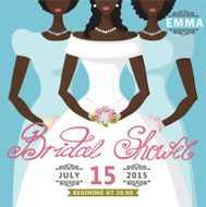 Bridal Shower invitation Mulatto bride and two bridesmaids