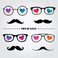 set of hipsters&#039; glasses and mustaches