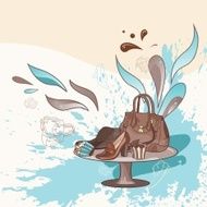 Vector illustration with bag and shoes